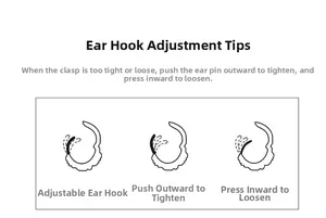Detailed diagram showing adjustment methods for the silver starfish earring hoop clasp