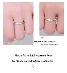 Close-up of S925 sterling silver bamboo joint ring with hypoallergenic finish