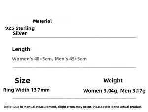 S925 sterling silver Mobius necklaces specifications for men and women models