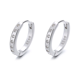 Créoles minimalistes en argent sterling 925 avec zircons cubiques pour femmes chic
