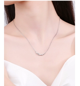 Close-up of sparkling zircon smile pendant on a fine 925 sterling silver chain