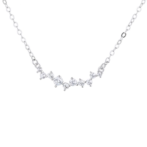 Elegant 925 sterling silver smile necklace featuring sparkling pavé zircon stones