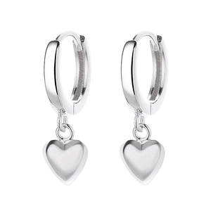 Boucles d'oreilles créoles coeur en argent 925 minimalistes pour femmes polies
