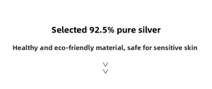 Detailed material specification showing 925 sterling silver hypoallergenic properties