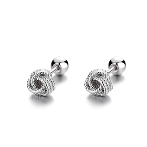 Minimalistische 925 Sterling Silber gewebte Kugelohrstecker mit Schraubverschluss