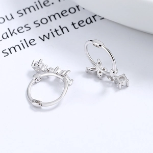 925 silver bow earrings with round zircon stones and delicate S925 engraved stamp
