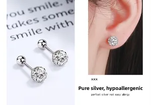 Détails des boucles d'oreilles boule disco en argent 925 avec fermoir à vis sécurisé