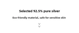 Detail highlighting 925 sterling silver material for sensitive skin and allergy protection