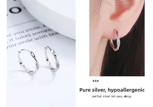 Boucles d'oreilles Mobius en argent sterling S925 avec détails en pavé de zircone