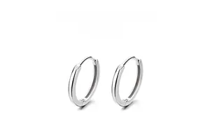 Detailed product information view of minimalist 925 sterling silver hoop earrings