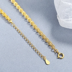 S925 sterling silver phoenix tail necklace featuring a minimalist gold woven chain design