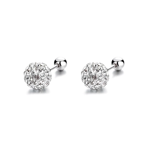 Boucles d'oreilles en argent 925 avec boules en cristal brillant et fermoir à vis sûr