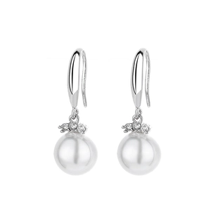 Boucles d'oreilles longues en argent 925 et perles avec accents élégants en zircon