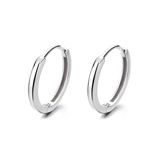 Minimalist 925 sterling silver hoop earrings with polished finish on white background
