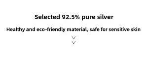 Detail page showing S925 sterling silver material benefits for sensitive skin