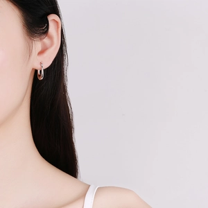 Polished 925 sterling silver water drop hoop earrings for women with minimalist design