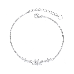 925 sterling silver butterfly bracelet with shimmering marquise zircon accents for women