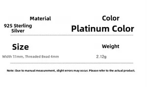 Detailed size parameters and specifications for 925 sterling silver screw earrings