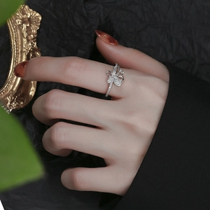 Exquisite 925 sterling silver bow ring with micro-pave zircons for a luxury feminine look