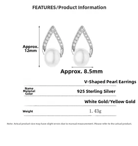 Dimensions détaillées et spécifications de poids des boucles d'oreilles perles en argent S925