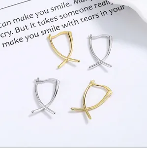 925 Sterlingsilber Geometrisch Kreuz Ohrstecker Für Damen Minimalistisch X-Form Personalisiert Poliert Mode Schmuck