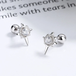 Boucles d'oreilles étoile en argent S925 avec zircon et fermoir à vis pour femmes