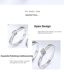 Detailed macro view of 925 sterling silver lover's knot rings with mirror polish finish