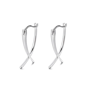 Minimalistische S925 Sterling Silber Creolen im geometrischen Crossover-Design poliert