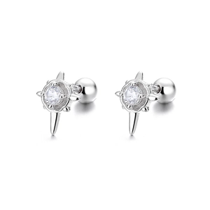 Boucles d'oreilles étoile hexagramme en argent S925 avec zircon et fermoir à vis
