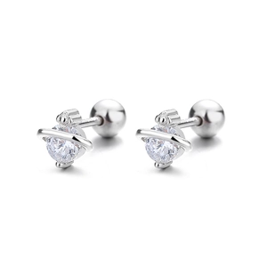 925 sterling silver planet earrings with shiny cubic zirconia and screw ball backs