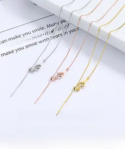 Detailed view of adjustable 925 sterling silver box chains in silver, gold, and rose gold