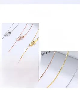 Adjustable S925 sterling silver box chain with needle clasp in gold, silver and rose gold