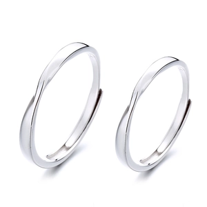 Set di anelli di coppia Mobius in argento sterling 925 con elegante design intrecciato
