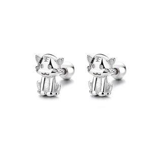 S925 sterling silver tiger zodiac stud earrings with secure ball screw back design