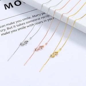925 silver box chain necklace set in silver, gold and rose gold with adjustable beads