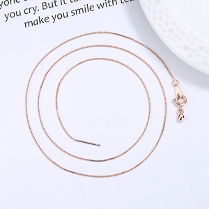 Elegant rose gold 925 sterling silver box chain necklace with delicate bead charm