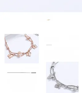 Detail of 925 silver double-layer maple leaf bracelet with frosted beads for 14-17cm wrists