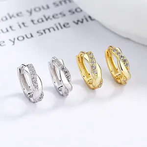 Minimalistische 925 Sterlingsilber Twist Ohrringe Mit Strass Geometrische Kleine Ohrschnalle Mode Schmuck Damen Geschenk