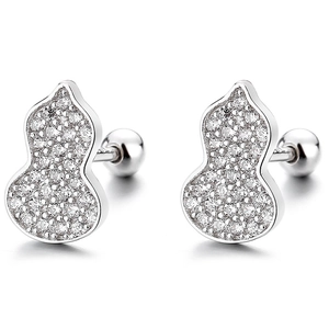 925 Sterling Silver Hulu stud earrings with pavé stones and screw back closure