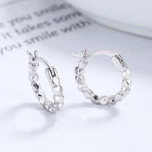 S925 Sterling Silber Creolen mit geometrischem Diamantschliff-Muster für Damen