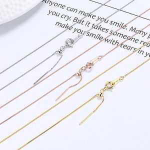 925 Sterling silver box chains in silver, rose gold and gold finishes with S925 stamps