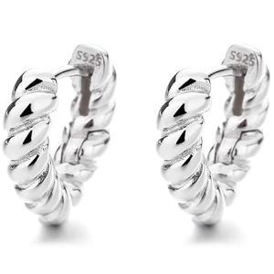 925 Sterling silver triangular twisted rope hoop earrings for women in a minimalist style
