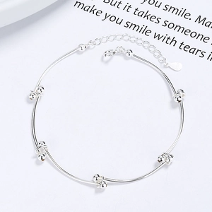 Minimalist 925 sterling silver beaded bar bracelet with lobster clasp and S925 hallmark