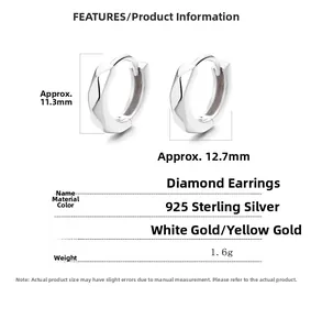 Vue détaillée de boucles d'oreilles géométriques en argent 925 avec les dimensions