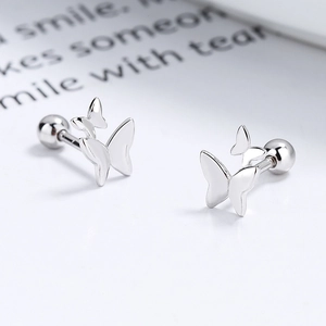 925 sterling silver butterfly screw-back stud earrings with 3D layered wing design