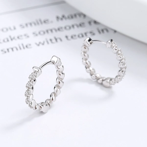 925 sterling silver twisted hoop earrings with micro-pave cubic zirconia stones