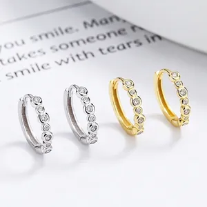 Niche Design 925 Sterling Silver Zirconia Hoop Earrings For Women Trendy Minimalist Geometric Jewelry For Wedding Party