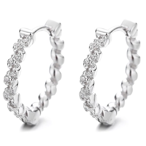 Elegant 925 sterling silver twist hoop earrings with sparkling pave zircon settings