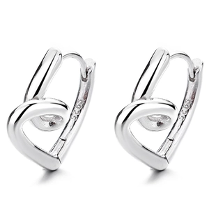 Créoles en argent sterling 925 en forme de cœur avec gravure S925 style minimaliste