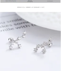 Detailaufnahme der 925er Sterlingsilber-Ohrstecker mit weißen Zirkonia-Verzierungen